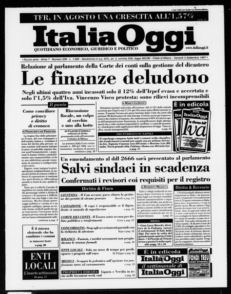 Italia oggi : quotidiano di economia finanza e politica